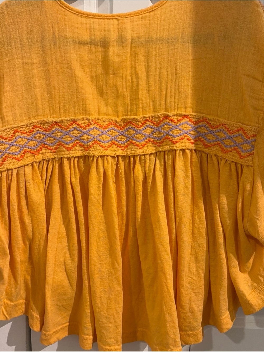 Embroidered Orange V-Neck Women’s Tunic Top - Picture 5 of 6